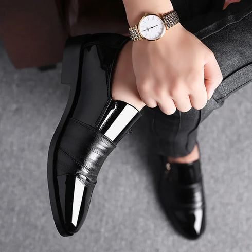 Elegant Breathable Leather Oxfords for Men - Stylish Formal Dress Shoes Perfect for Office, Parties, and Weddings with Comfortable Rubber Outsole and Lace-up Closure